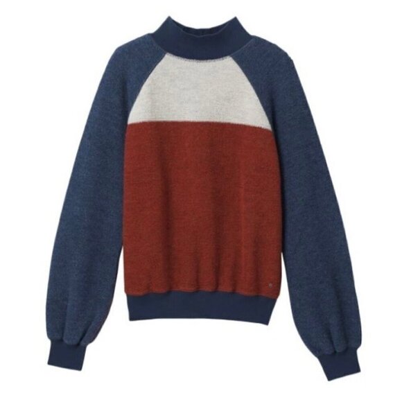 Prana Flint Brook Wool Rib Knit Fleece Pullover Sweatshirt Nautical Outdoor XL - Picture 1 of 8